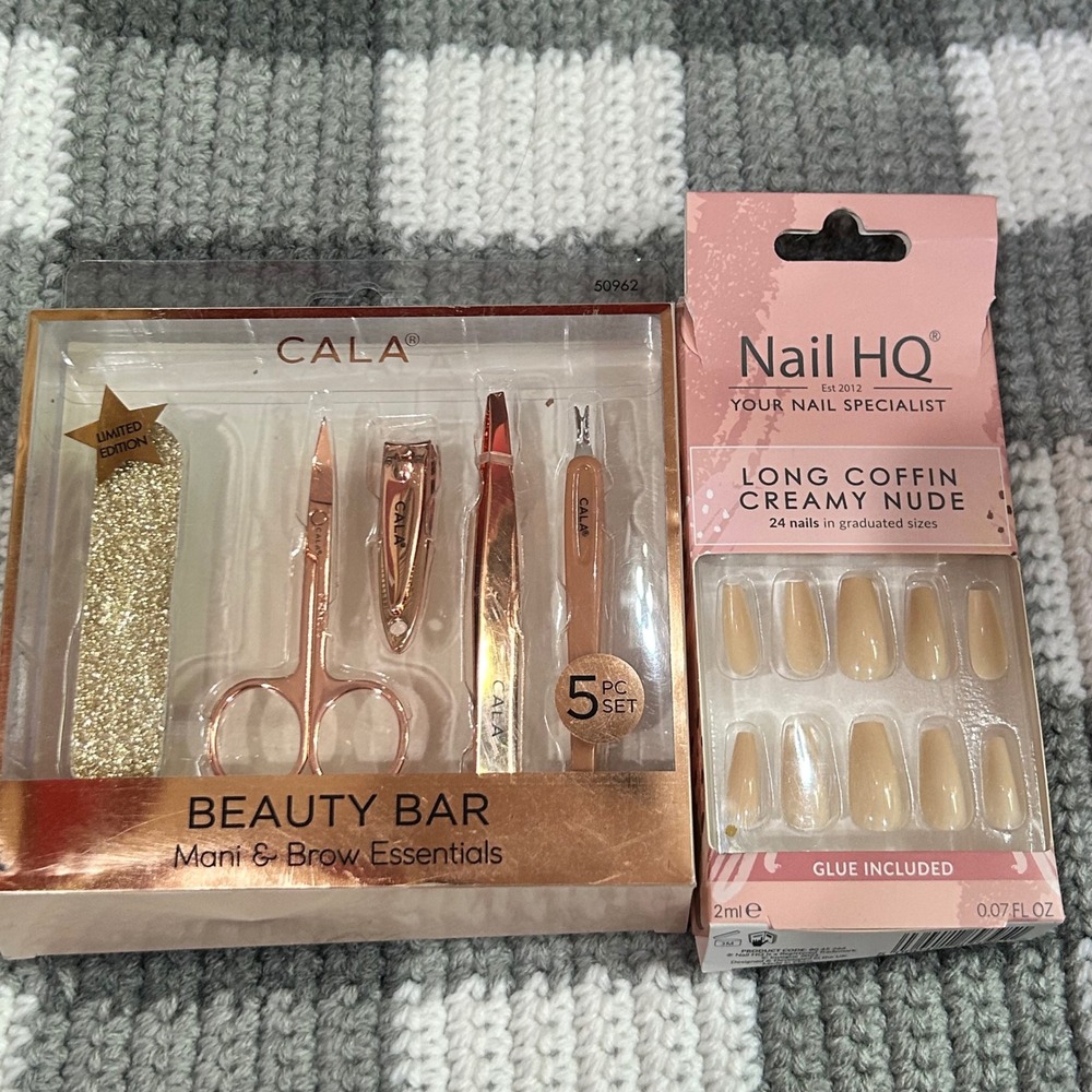 CALA Nail HQ Manicure Set One Size Rose Gold Nude Beauty Bar Press On Nails Lot